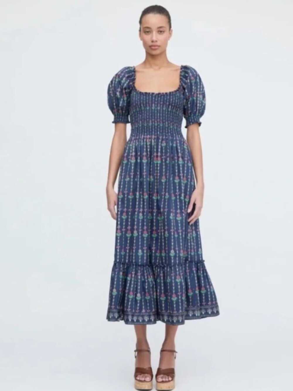 Hill House Home Louisa Dress Navy Trailing Fern - Small